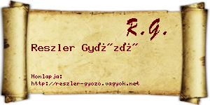 Reszler Győző névjegykártya