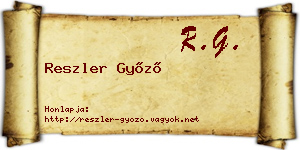 Reszler Győző névjegykártya